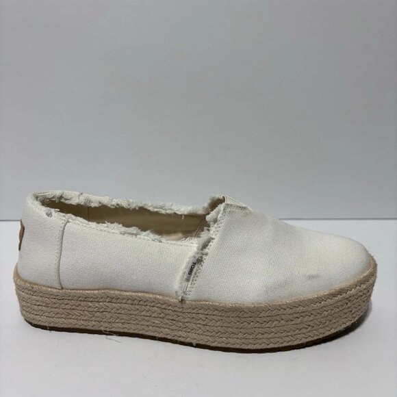 Toms Women’s Valencia White Canvas Espadrille Shoes, Size 9 M - Picture 1 of 7